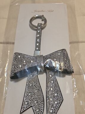 Jacqueline Kent Silver Crystal Bow Key & Card Holder Purse Charm